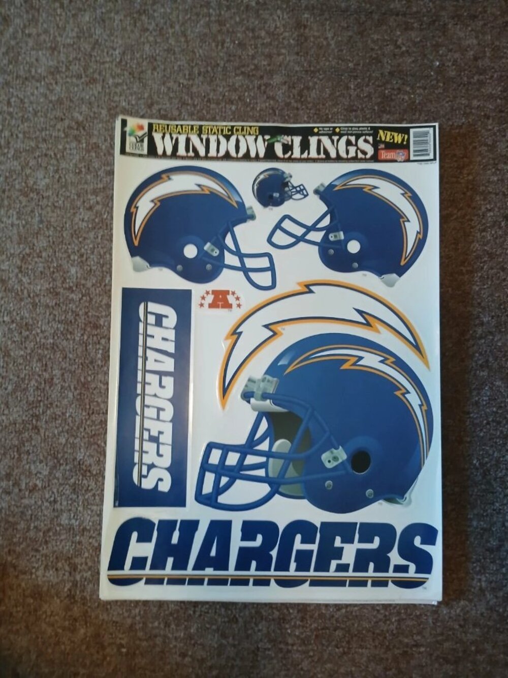 Los Angeles Chargers Window Clings Set of 9 NFL Football Vintage Logo Ne